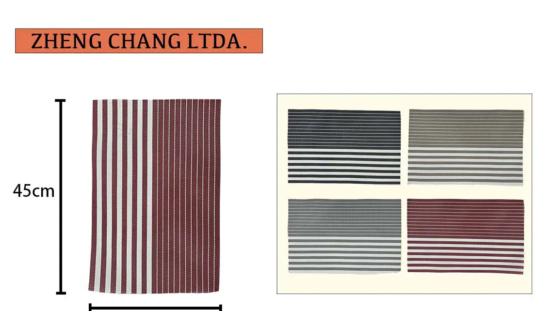 Individual de mesa cuadrado tejido en pvc rayas 30cmx45cm (x12) 1