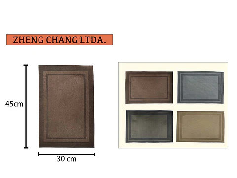 Individual de mesa cuadrado tejido en pvc reborde 30cmx45cm (x12)