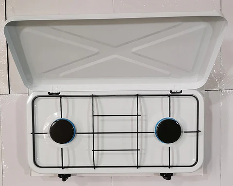Cocina a gas blanca con tapa 