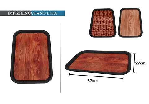 Bandeja De Melamina Con Borde Negro 27x37cm (x 10)