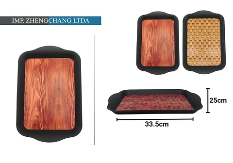 Bandeja De Melamina Con Borde Negro 25x33.5cm (x 10)
