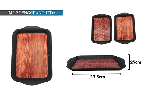 Bandeja De Melamina Oscura Con Borde Negro 25x33.5cm (x 10)