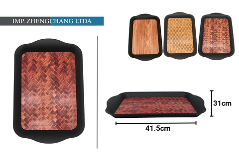 Bandeja De Melamina Con Borde Negro 31x41.5cm (x 10)