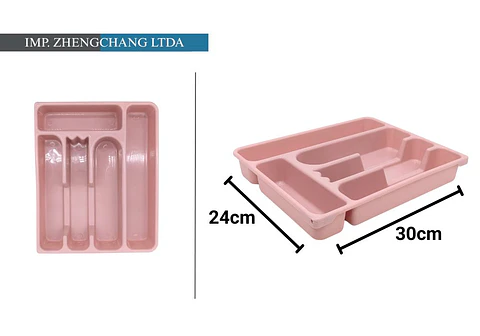 Bandeja Para Cubiertos De 5 Compartimentos Color Rosado 24x30cm (x 10)