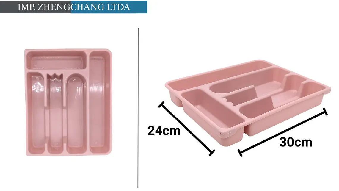 Bandeja Para Cubiertos De 5 Compartimentos Color Rosado 24x30cm (x 10) 1