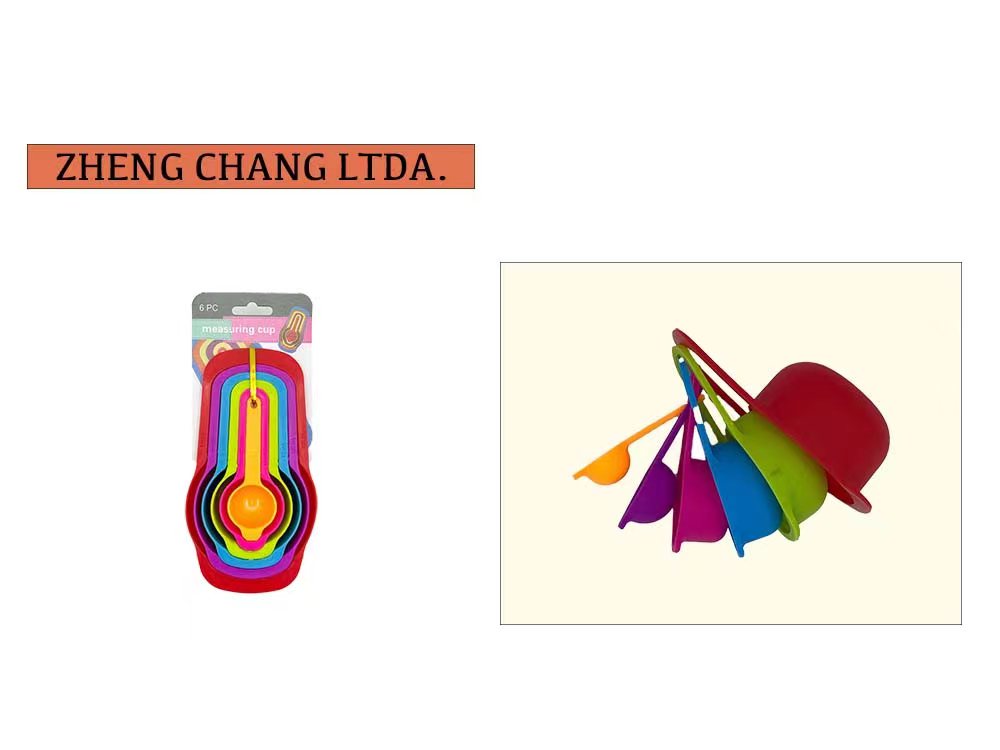 Juego de tazas y cucharas medidoras de colores, 6 piezas (x12)