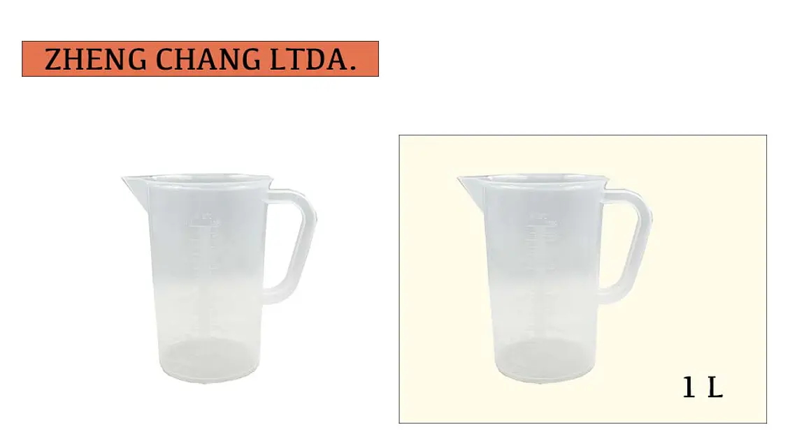Jarra medidora translúcida con asa y pico vertedor, 1 litro (x10) 1
