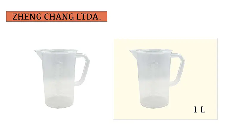 Jarra medidora translúcida con asa y pico vertedor, 1 litro (x10) 1