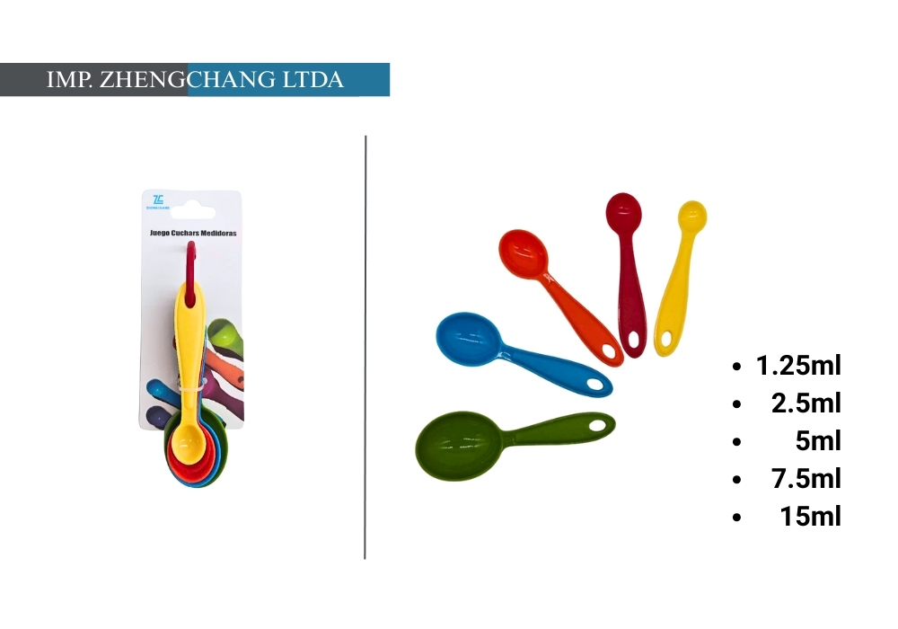 Juego de 5 cucharas medidoras de colores, de 1,25 a 15 ml (x12)