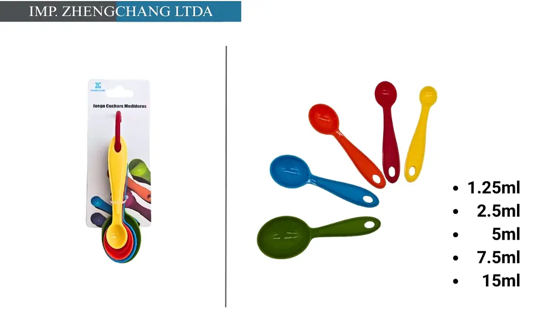 Juego de 5 cucharas medidoras de colores, de 1,25 a 15 ml (x12) 1