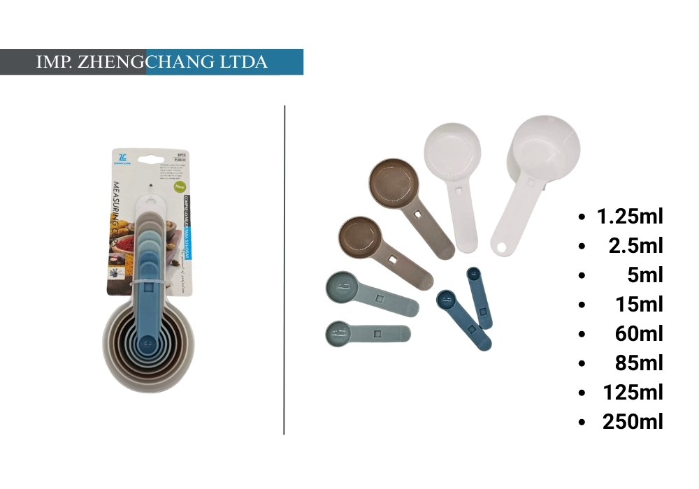 Juego de tazas y cucharas medidoras, 8 piezas de 1,25 a 250 ml (x12)
