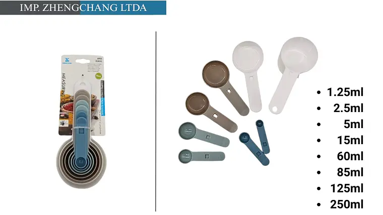 Juego de tazas y cucharas medidoras, 8 piezas de 1,25 a 250 ml (x12) 1