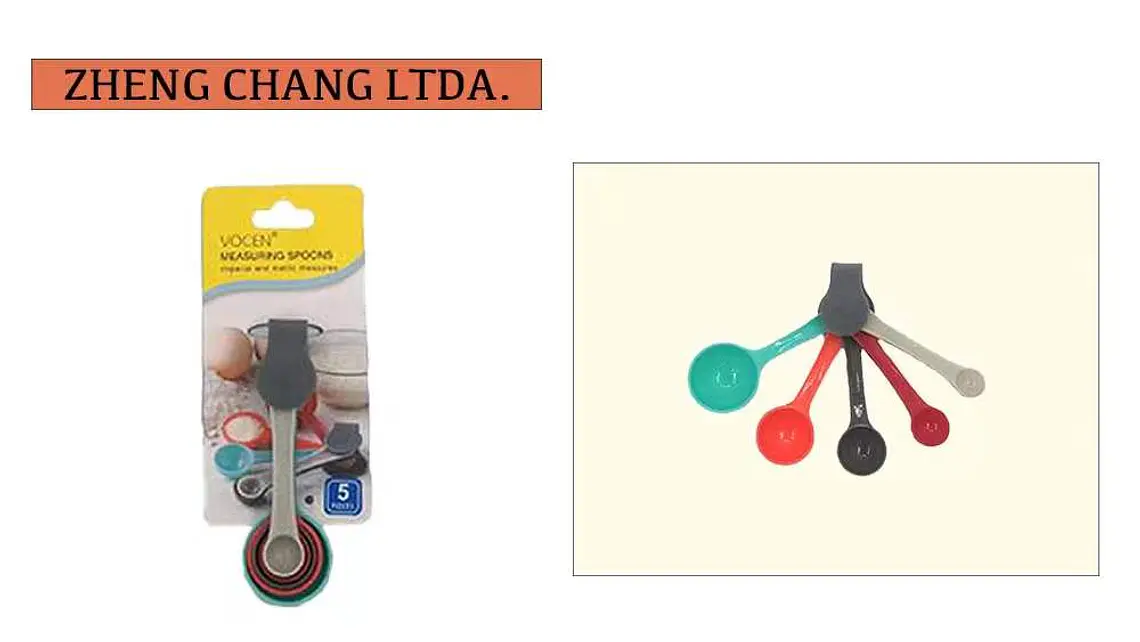 Juego de 5 cucharas medidoras de colores con aro de unión (x36) 1