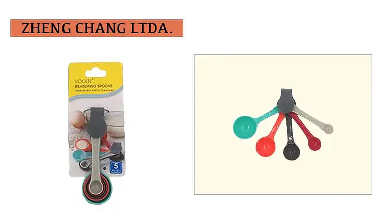 Juego de 5 cucharas medidoras de colores con aro de unión (x36) 1