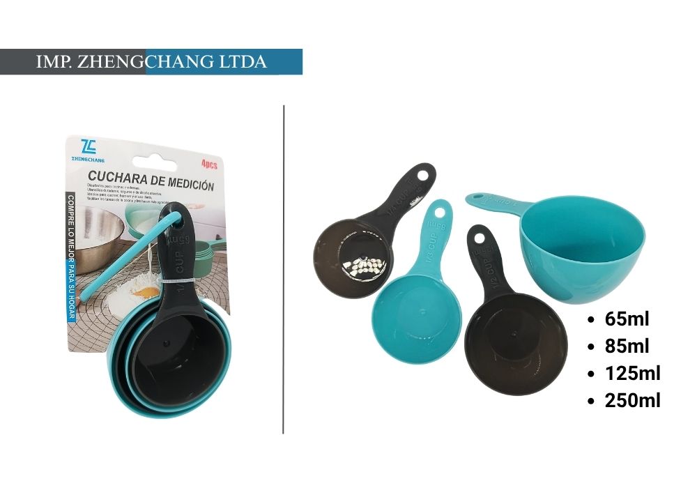 Juego de tazas medidoras apilables con mango, en negro y turquesa (x12)