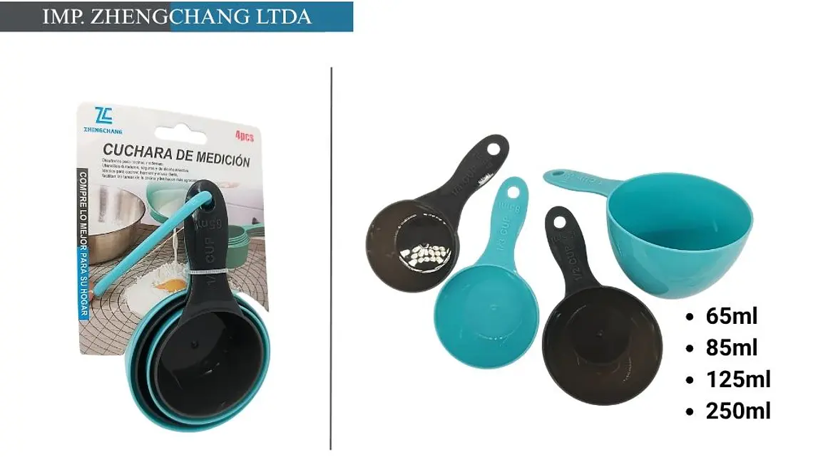 Juego de tazas medidoras apilables con mango, en negro y turquesa (x12) 1