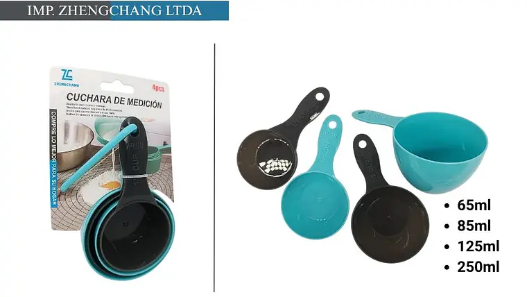 Juego de tazas medidoras apilables con mango, en negro y turquesa (x12) 1