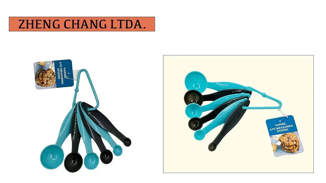 Juego de 5 cucharas medidoras con aro, en negro y turquesa (x12) 1