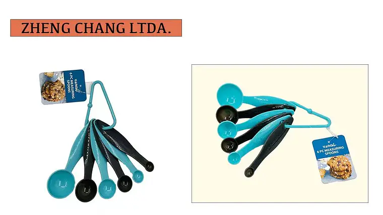 Juego de 5 cucharas medidoras con aro, en negro y turquesa (x12) 1