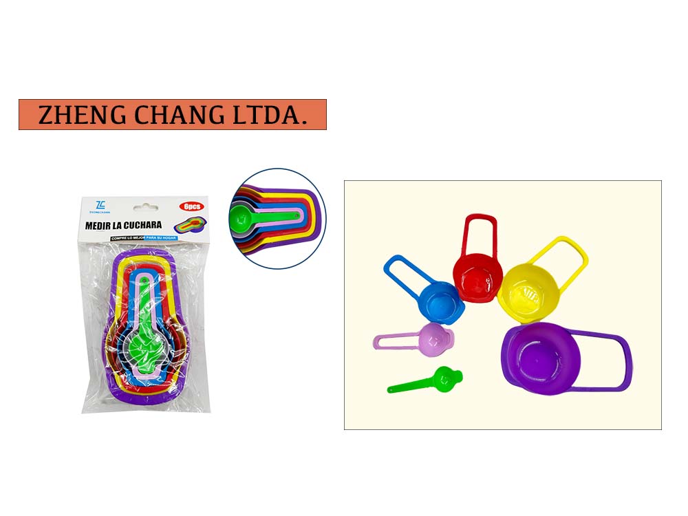 Juego de tazas y cucharas medidoras de colores con asas, 6 piezas (x12)