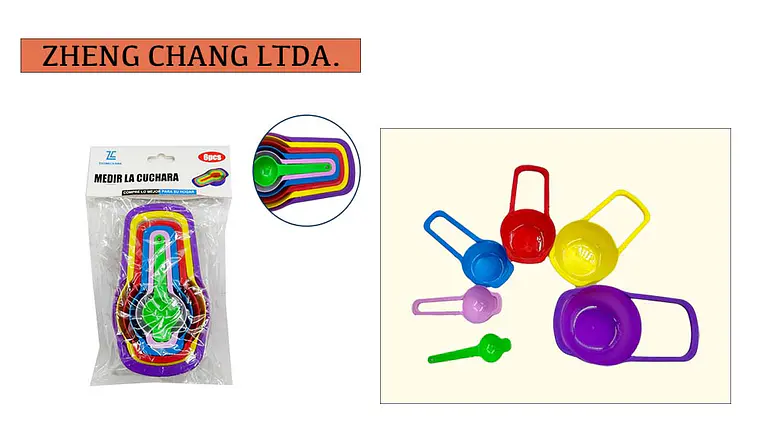 Juego de tazas y cucharas medidoras de colores con asas, 6 piezas (x12) 1