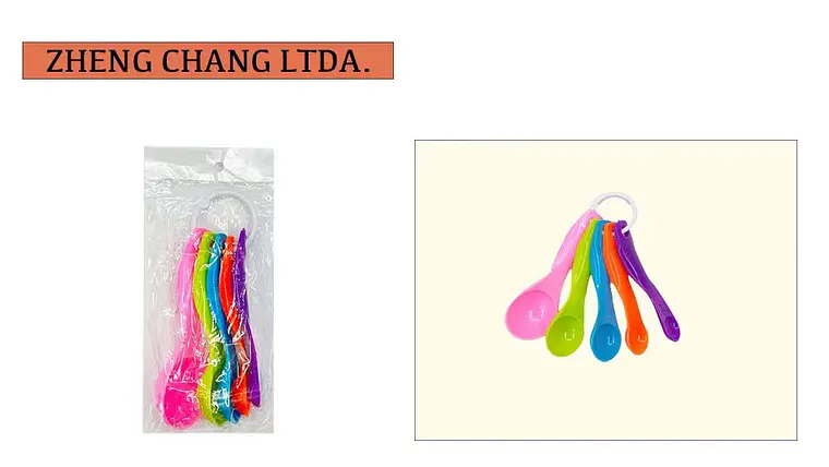 Juego de 5 cucharas medidoras pequeñas de colores con aro (x12) 1