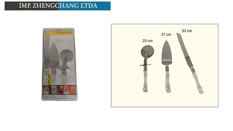 Juego de cuchillo, pala para torta y cortador de pizza (x12) 1