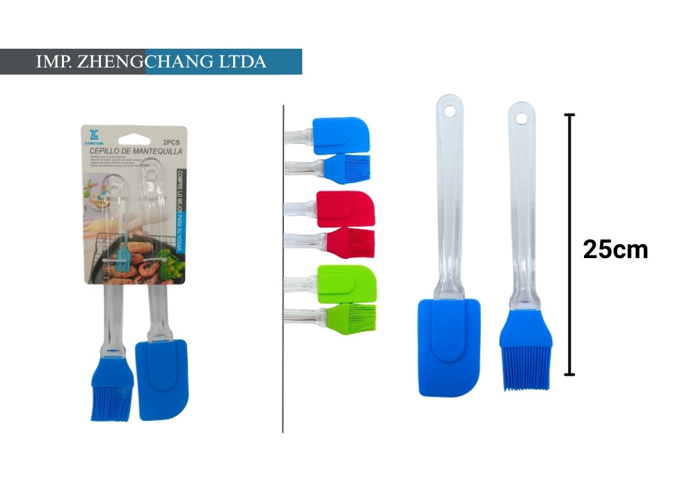 Juego de espátula y brocha con mango transparente, 25 cm (x12)