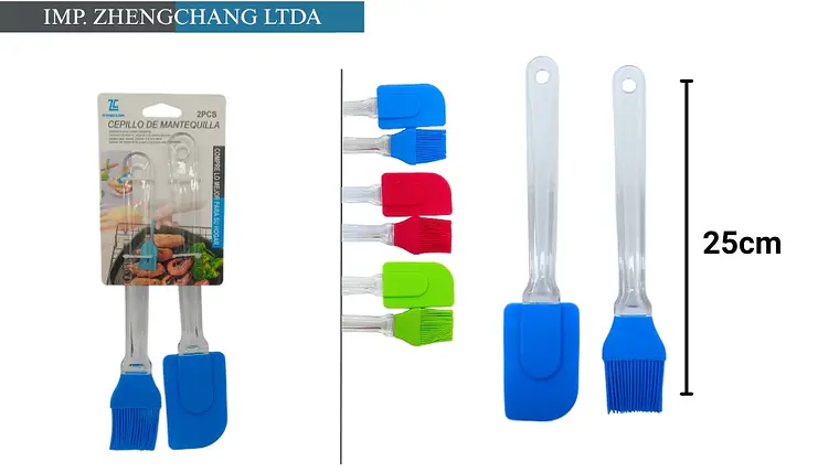 Juego de espátula y brocha con mango transparente, 25 cm (x12) 1