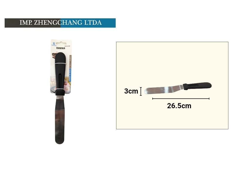 Espátula acodada para tortas con mango negro, 26,5 cm (x12)