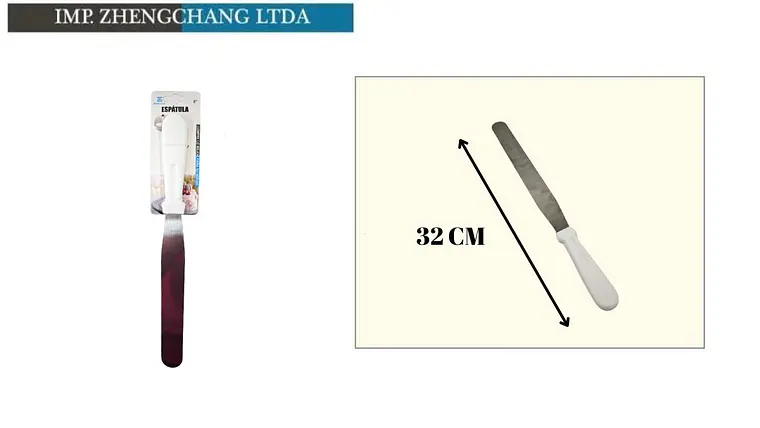 Espátula recta para tortas con mango blanco, 32 cm (x12) 1