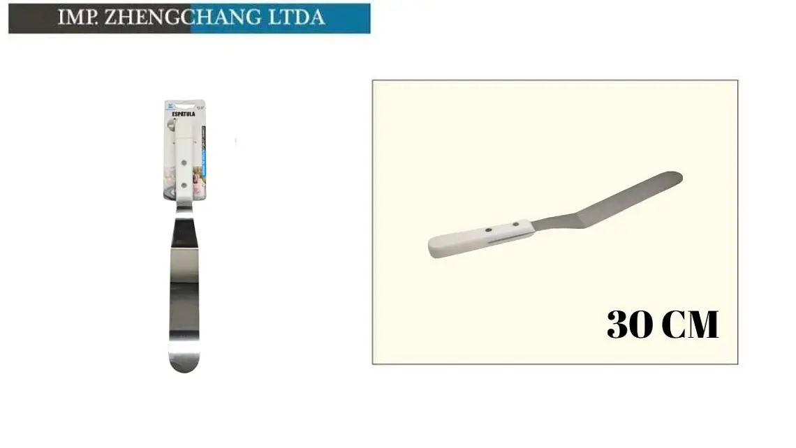 Espátula acodada para tortas con mango blanco, 30 cm (x12) 1