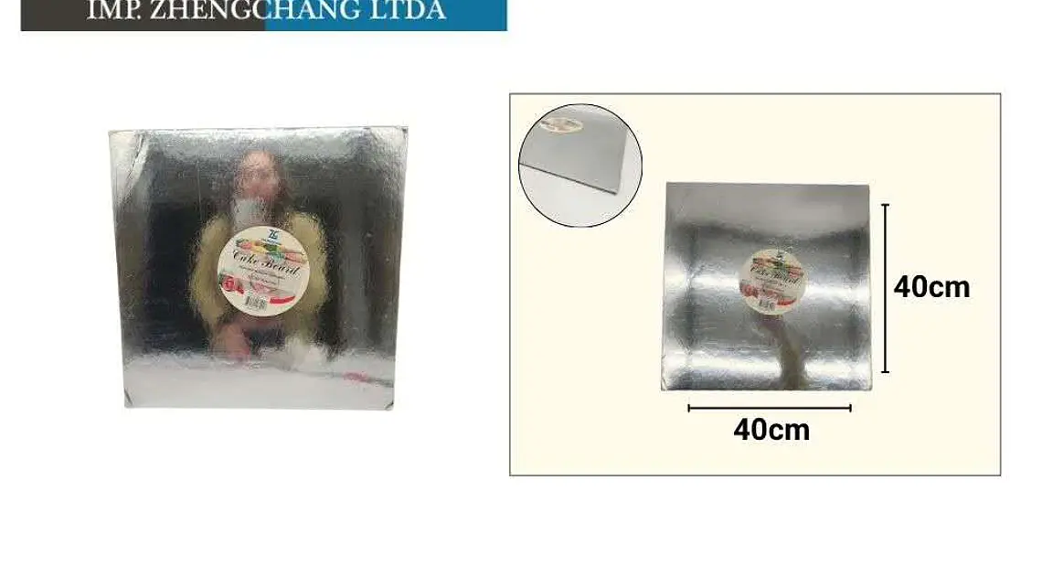 Base cuadrada delgada para torta, 40 cm (X10) 1