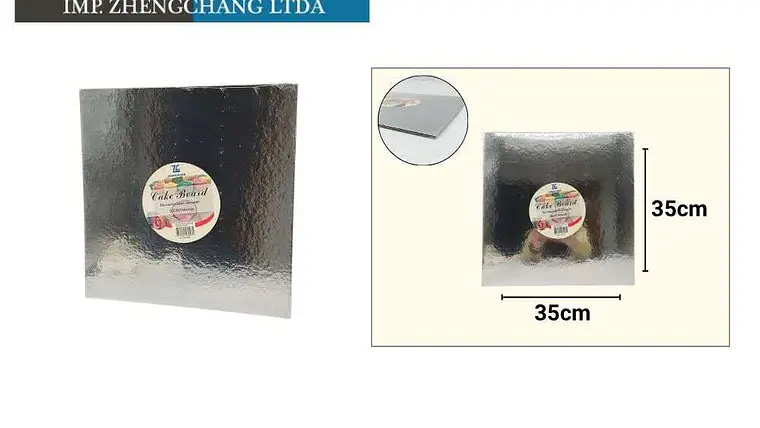 Base cuadrada plateada para torta, 35 cm (X10) 1