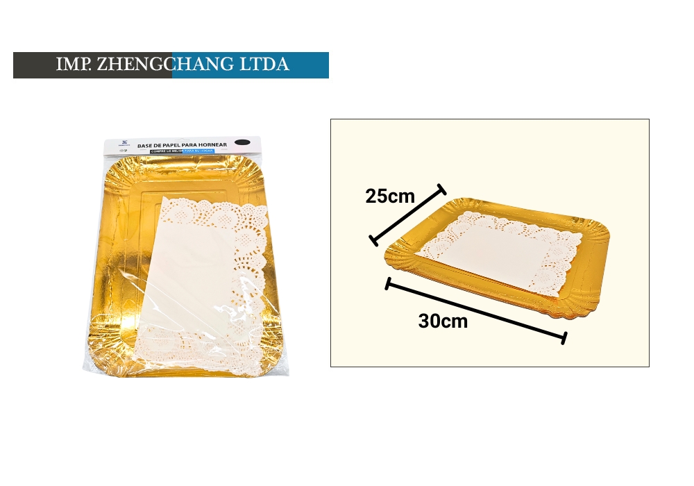 Bandeja rectangular con blonda para torta, 25 × 30 cm (X12)