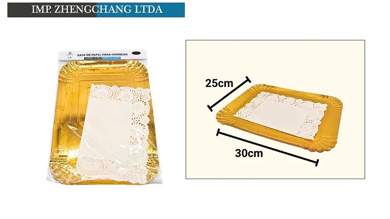 Bandeja rectangular con blonda para torta, 25 × 30 cm (X12) 1