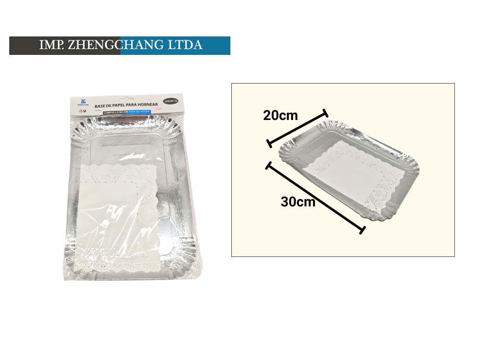 Bandeja rectangular con blonda para torta, 20 × 30 cm (X12)