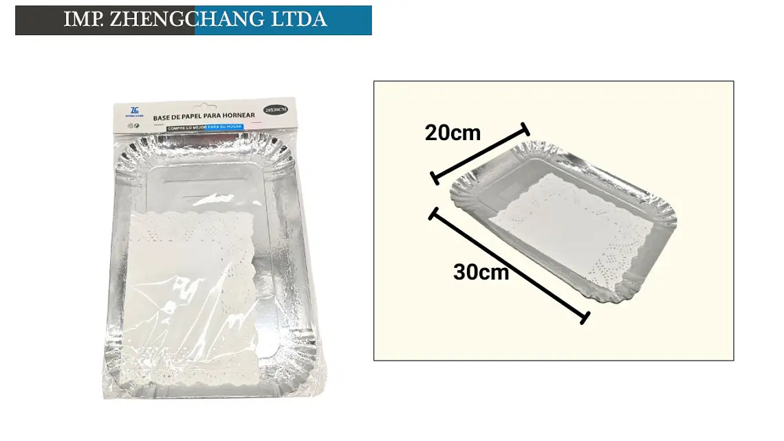Bandeja rectangular con blonda para torta, 20 × 30 cm (X12) 1