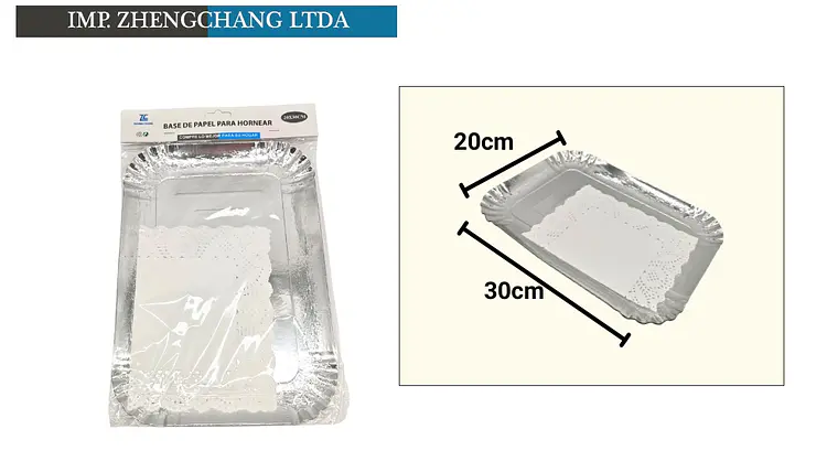 Bandeja rectangular con blonda para torta, 20 × 30 cm (X12) 1