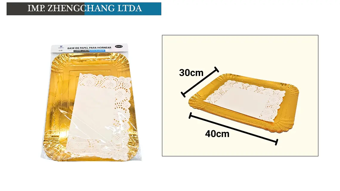 Bandeja rectangular con blonda para torta, 30 × 40 cm (X12) 1