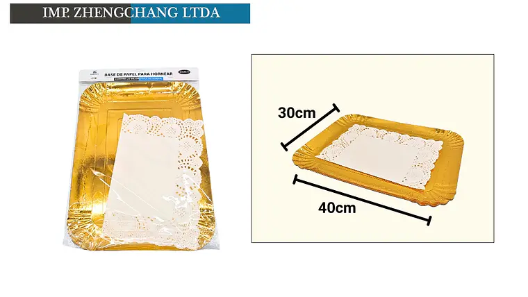 Bandeja rectangular con blonda para torta, 30 × 40 cm (X12) 1