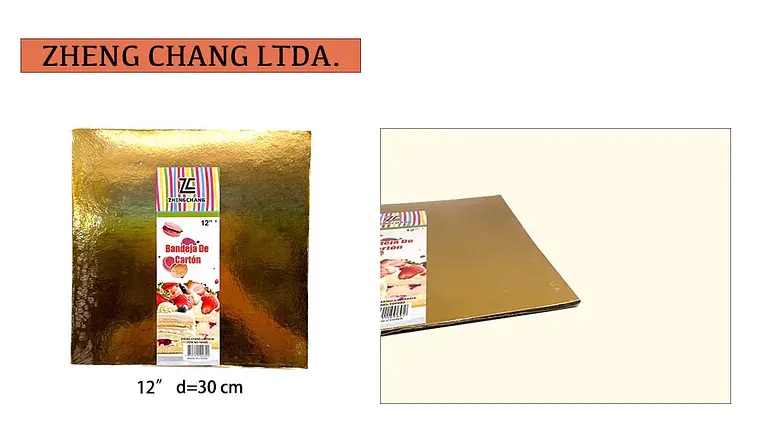 Base cuadrada dorada para torta, 30 cm (X10) 1