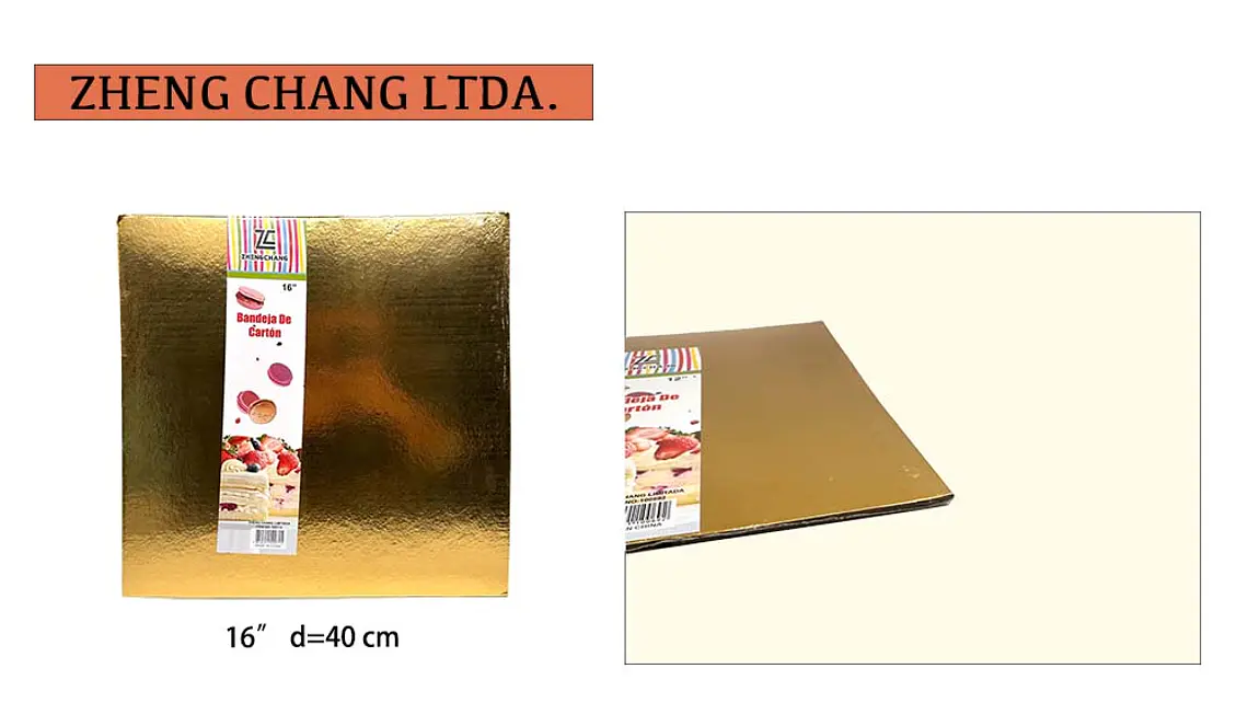 Base cuadrada dorada para torta, 40 cm (X10) 1