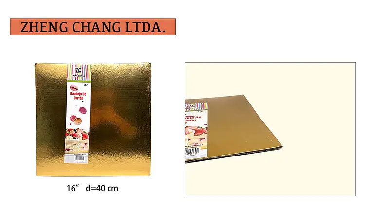 Base cuadrada dorada para torta, 40 cm (X10) 1