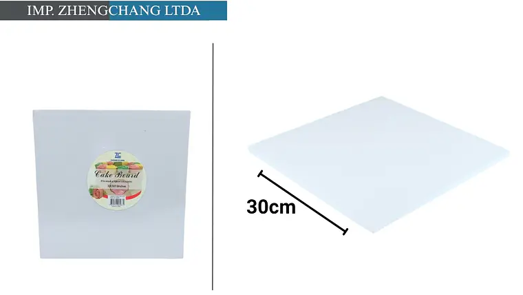 Base cuadrada blanca para torta, 30 cm (X10) 1