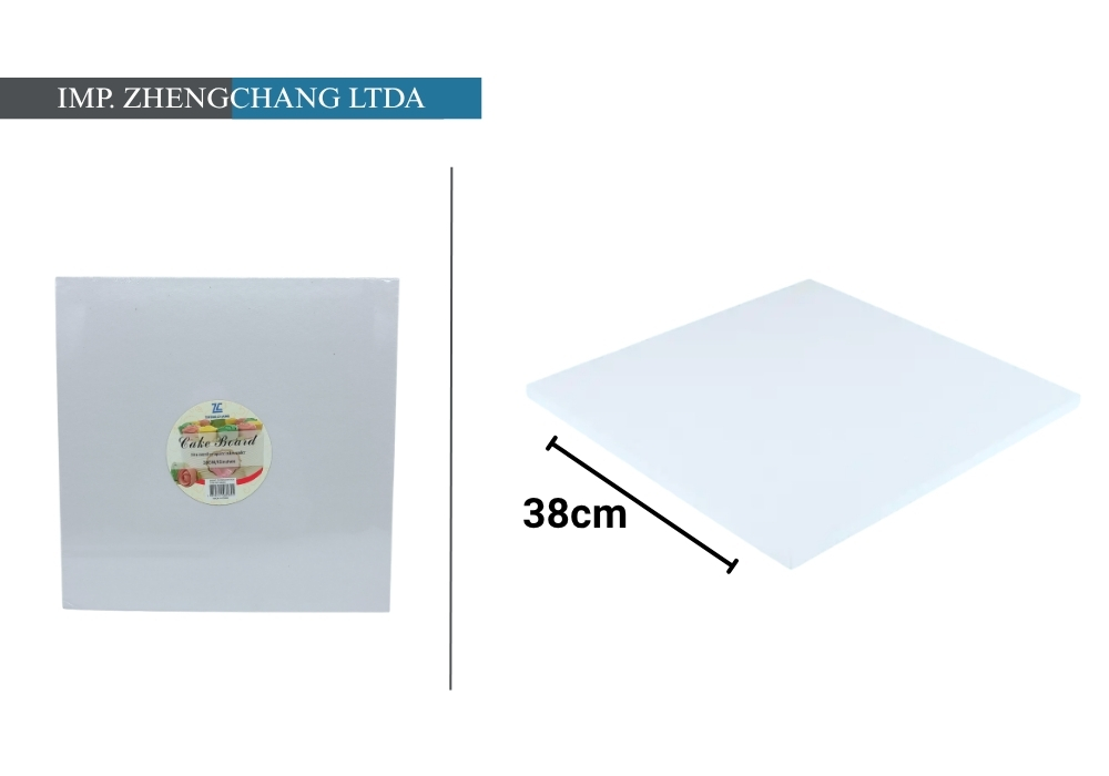 Base cuadrada blanca para torta, 38 cm (X10)