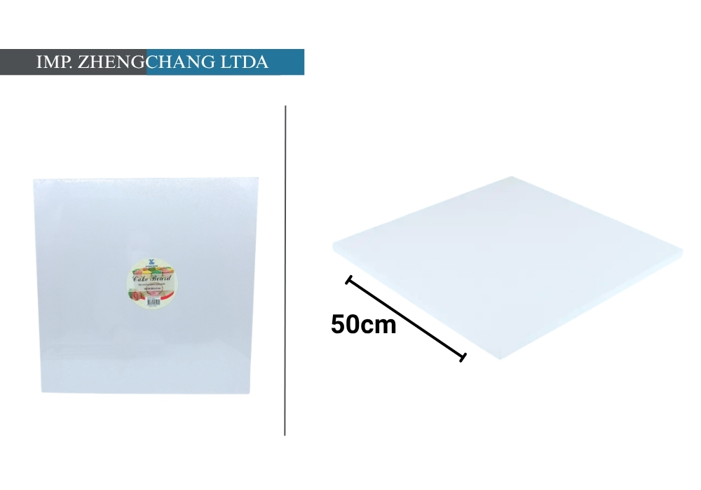 Base cuadrada blanca para torta, 50 cm (X10)