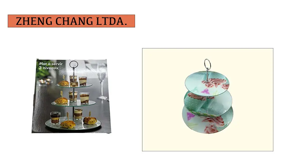 Soporte de vidrio decorado para postres, 3 niveles (X3) 1