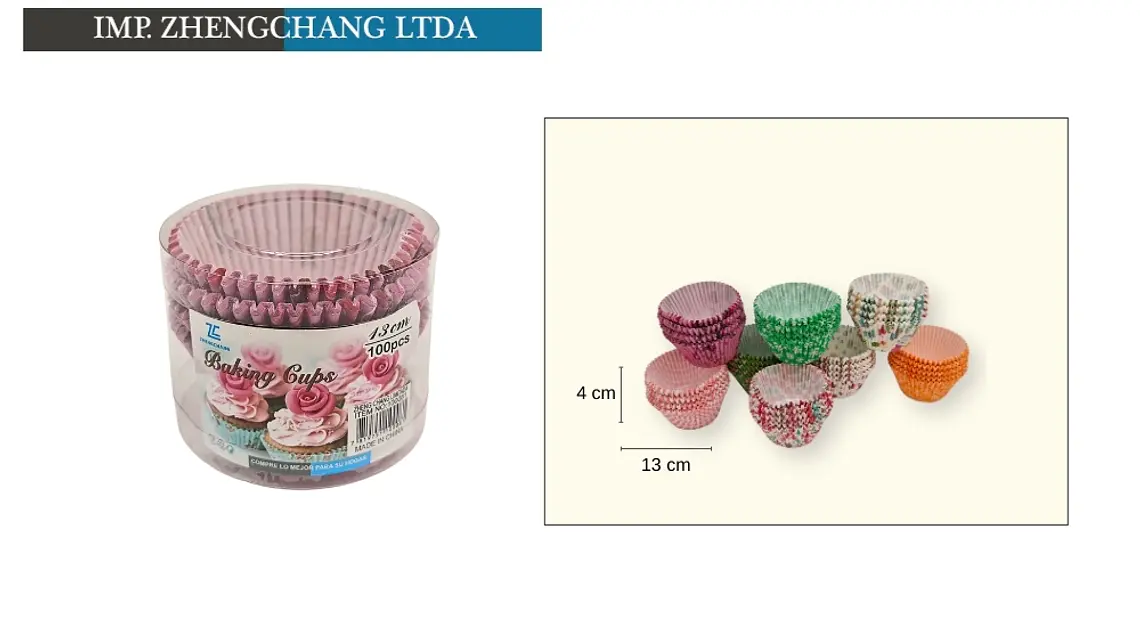 Cápsulas estampadas para cupcakes, 13 cm, caja de 100 (x12) 1