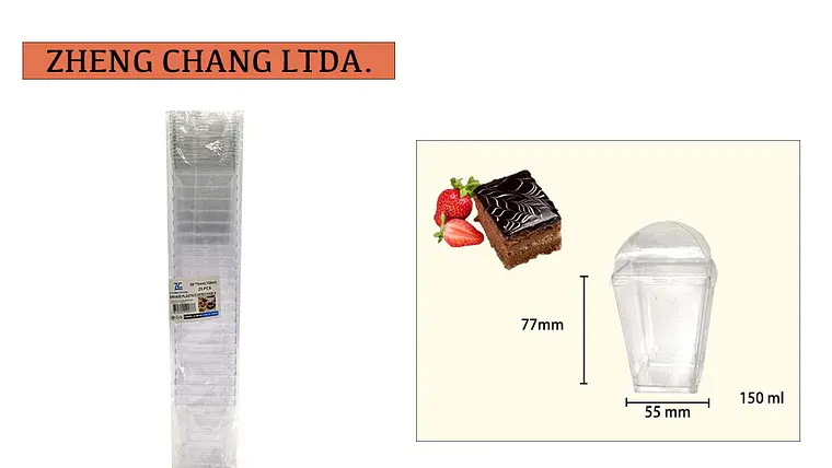 Vasos cuadrados para postres con tapa, 150 ml, 25 unidades (x6) 1